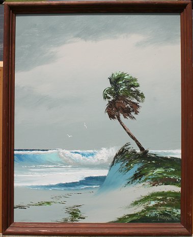 Appraisal: NEWTON Harold American - Florida Highwayman Beach Scene with Palm