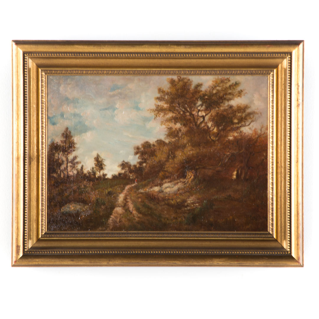 Appraisal: Theodore Rousseau Landscape with Figure oil French - Oil on