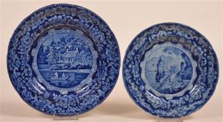 Appraisal: Two Staffordshire Blue Transfer China Plates Each having an Oriental