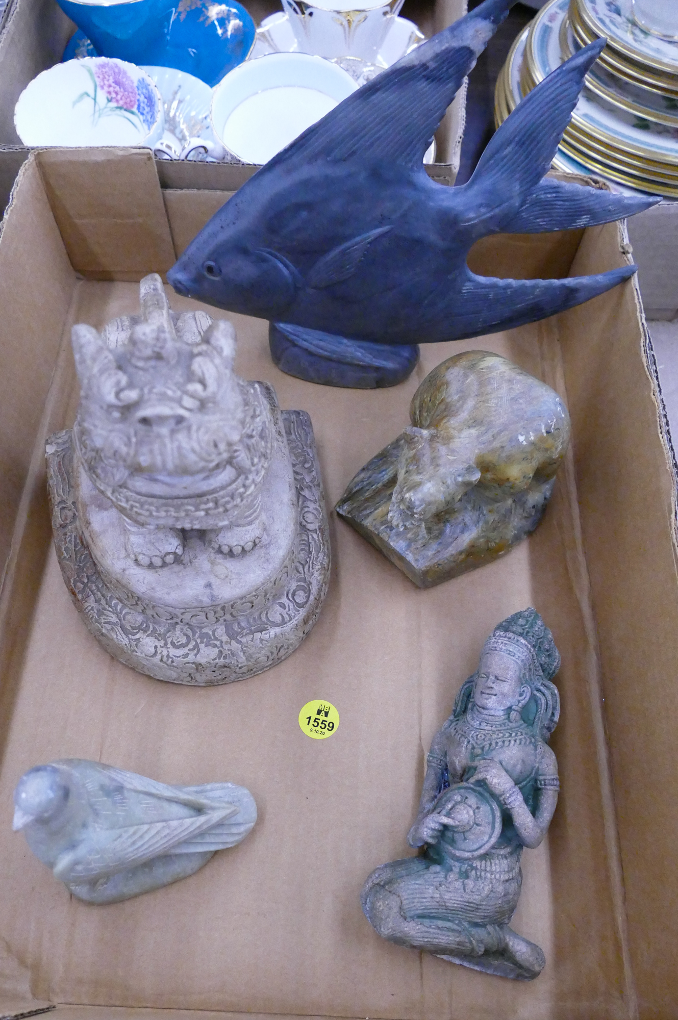 Appraisal: Box Stone Plaster Figures