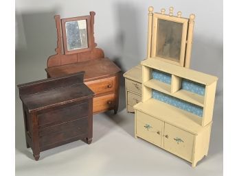 Appraisal: Four pieces of vintage doll furniture including a painted vanity