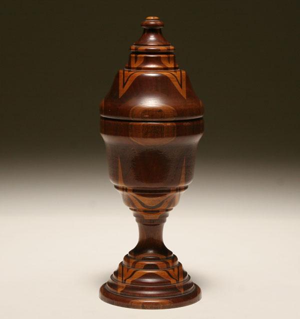 Appraisal: Folk Art Treen Covered Pedestal Jar H