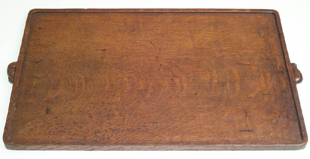 Appraisal: EARLY ROBERT MOUSEMAN THOMPSON OAK TRAY c - of rectangular