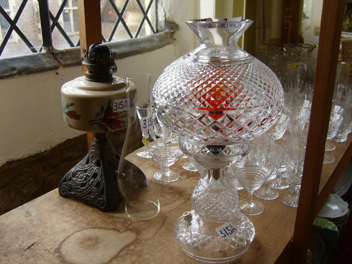 Appraisal: A Waterford crystal table lamp with hobnail type cutting to