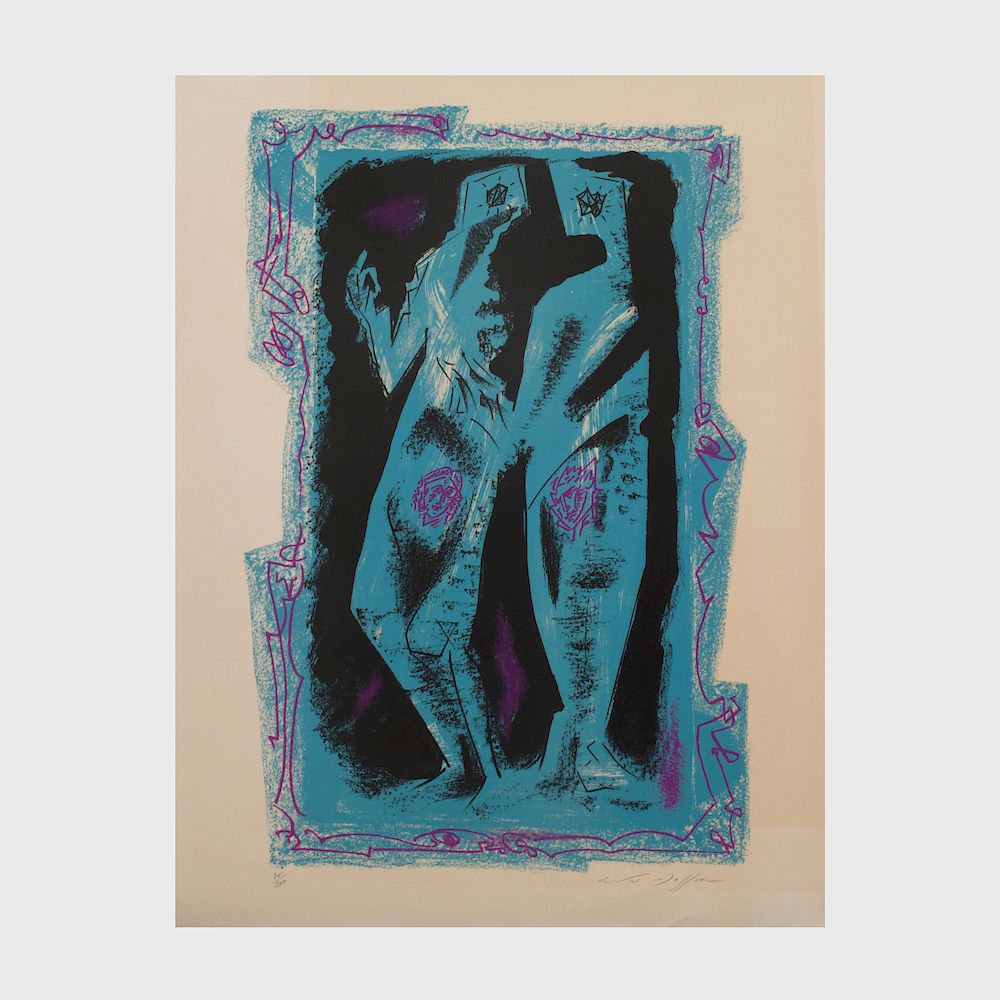 Appraisal: Andr Masson - Conversation in Blue and Pink Lithograph in