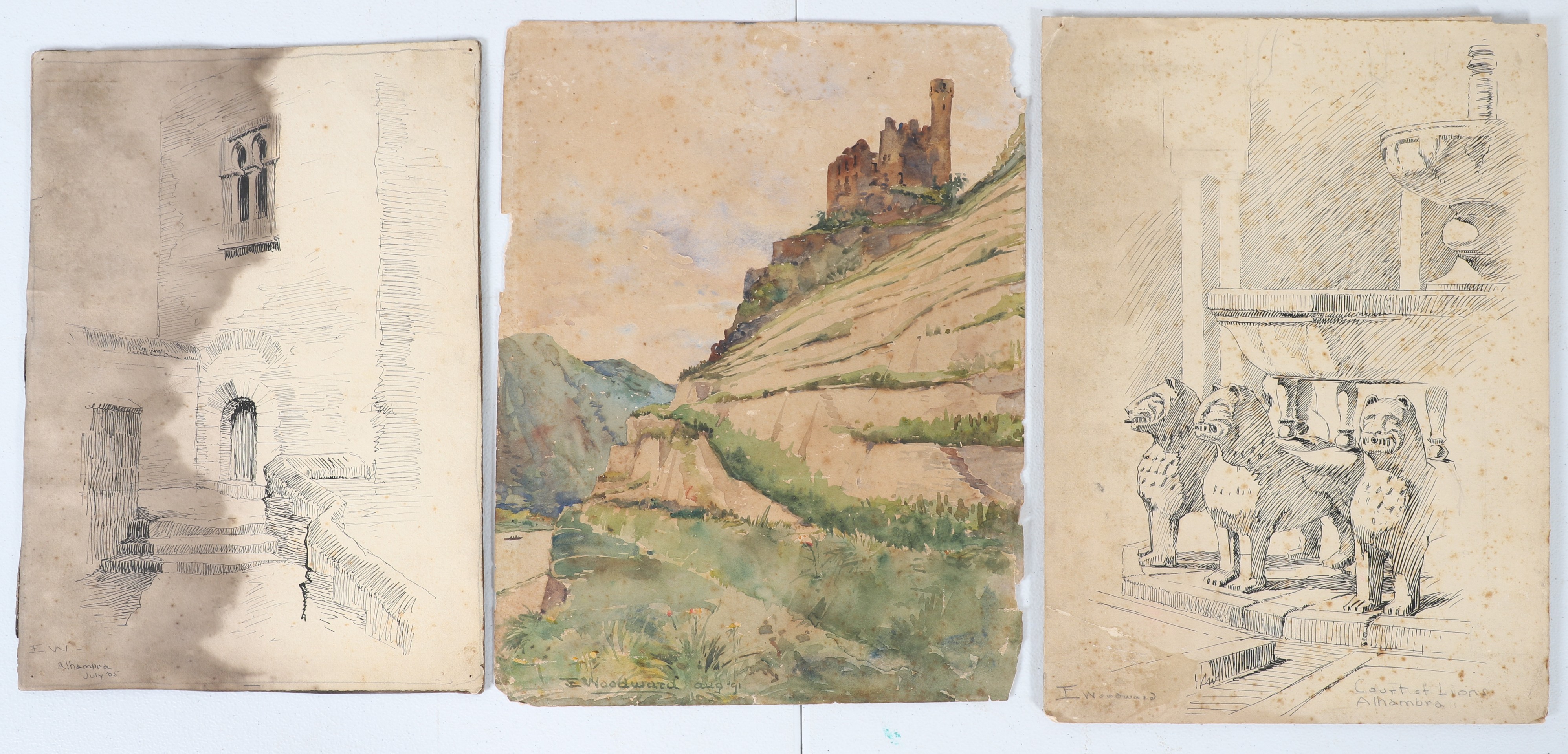 Appraisal: Ellsworth Woodward American - Works on Paper landscape with castle