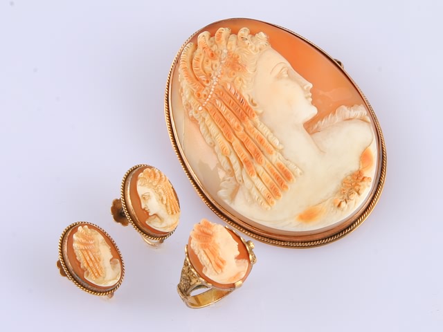 Appraisal: KY Pin pendant small crack X mm oval cameo signed