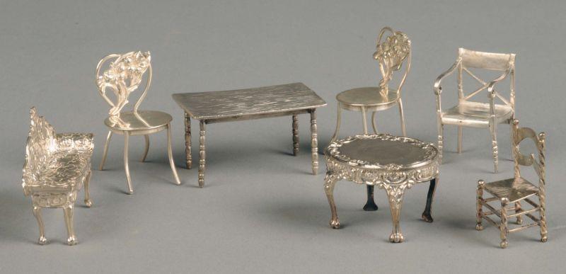 Appraisal: Smaller Scale Miniature Silver Furniture America and England th century