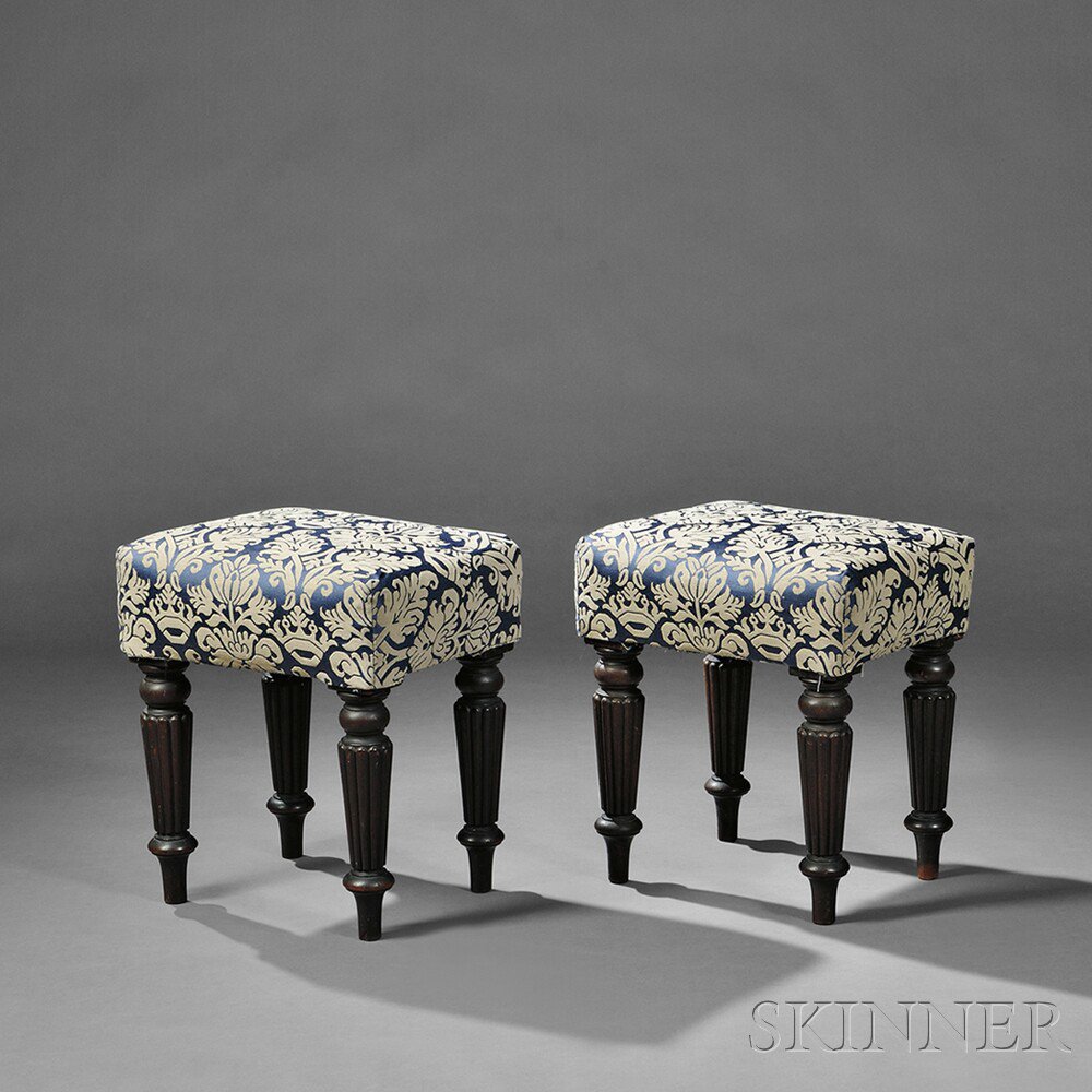 Appraisal: Pair of Carved Mahogany Foot Stools probably Boston Massachusetts c