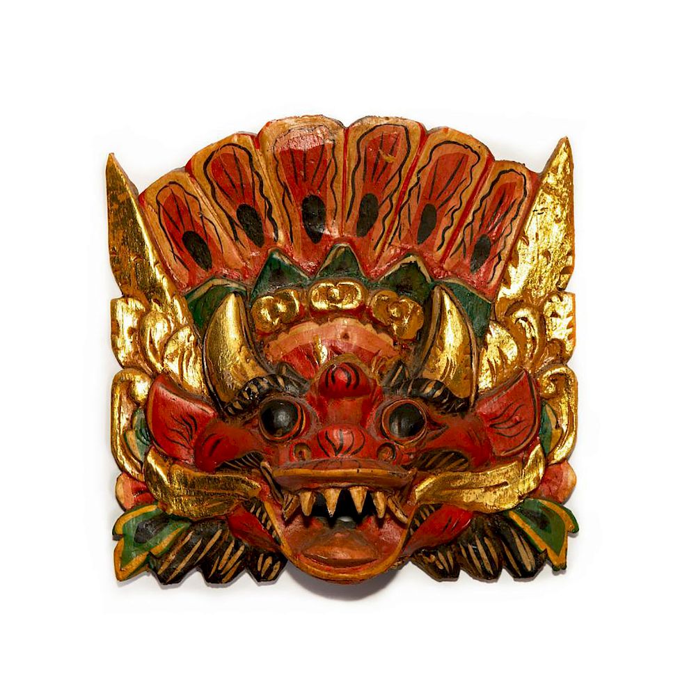 Appraisal: BALINESE ALLEGORICAL RAKSHASA BHOMA TRIBAL WALL MASK Hand made decorated