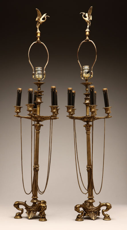 Appraisal: A pair of Louis Philippe style bronze candelabra th century