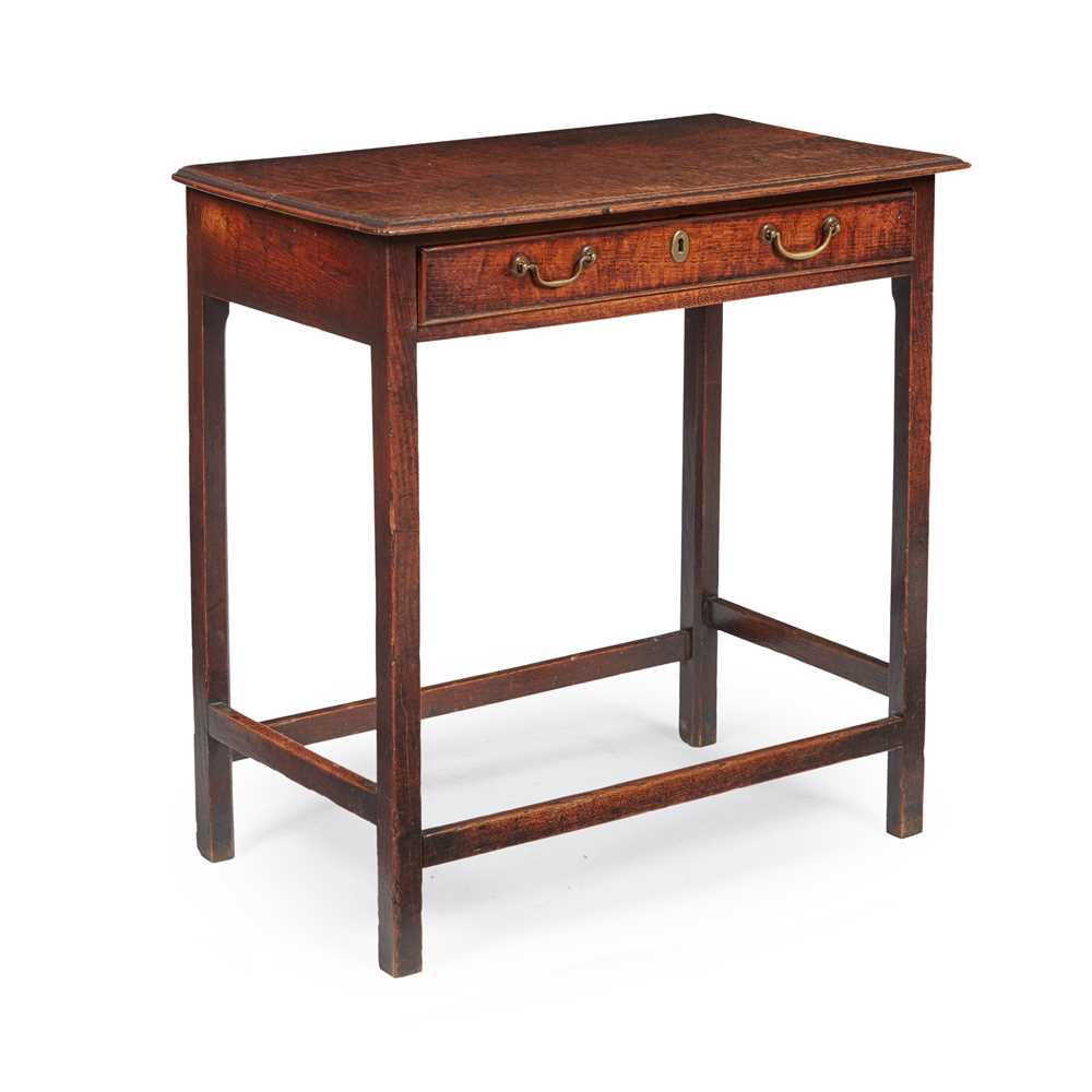 Appraisal: GEORGIAN OAK SIDE TABLE TH CENTURY the rectangular top with