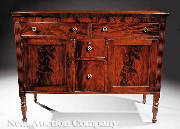 Appraisal: A Federal Mahogany Sideboard early th c rectangular top over