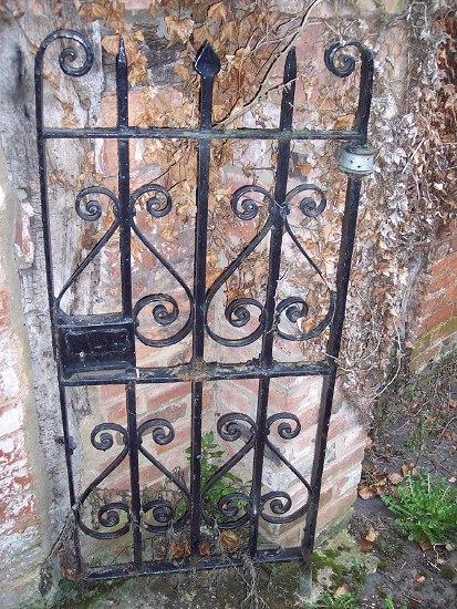 Appraisal: A pair of wrought iron gates the uprights united by