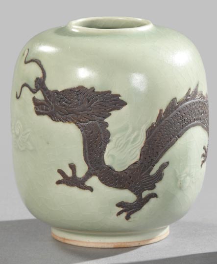 Appraisal: Chinese Celadon and Matte Brown Porcelain Vase first quarter th