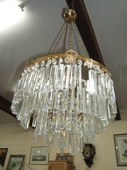 Appraisal: A brass and cut glass hanging light fitting diameter