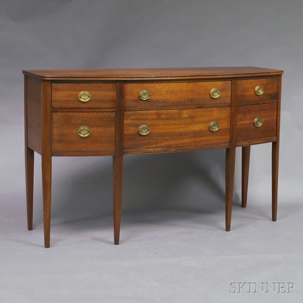 Appraisal: Federal-style Walnut Bowfront Sideboard the molded top and conforming case