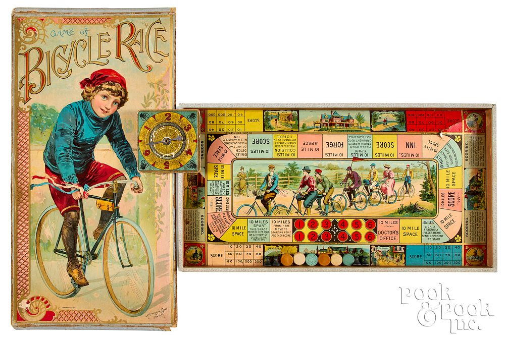 Appraisal: McLoughlin Bros Game of Bicycle Race ca McLoughlin Bros Game