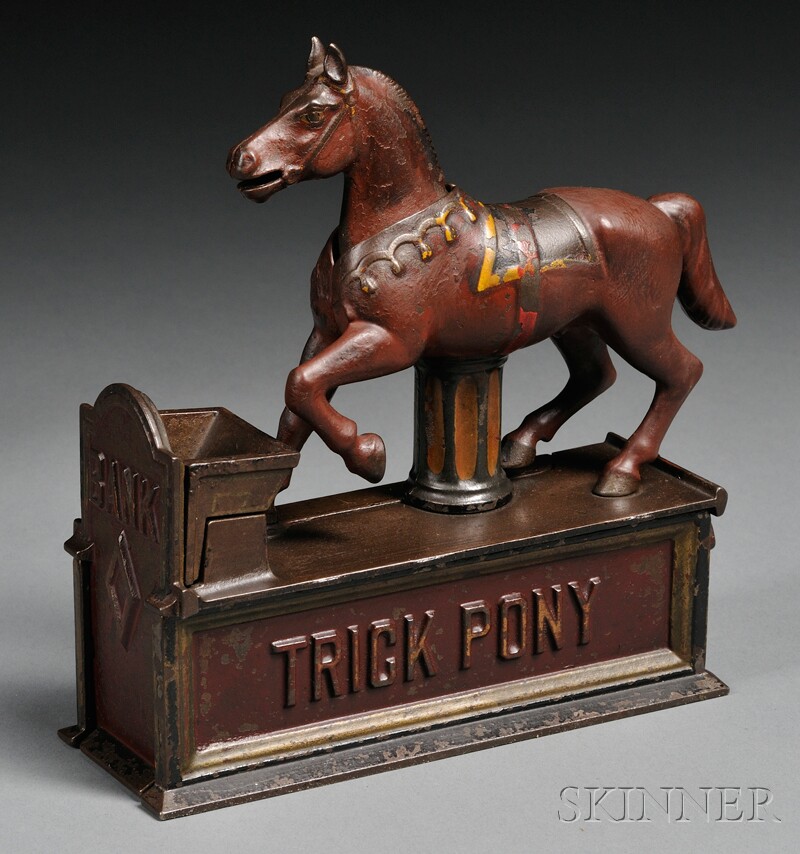 Appraisal: Polychrome Painted Cast Iron Trick Pony Bank Shepard Hardware Company