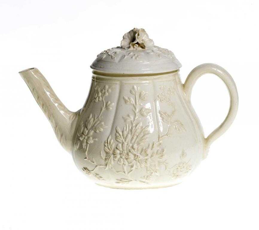 Appraisal: A FRENCH CREAMWARE TEAPOT AND COVER PONT-AUX-CHOUX FACTORY of lobed