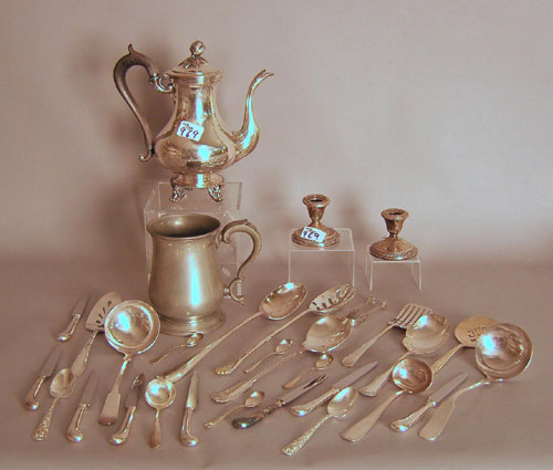 Appraisal: Group of silver and plated silver together with a pewter