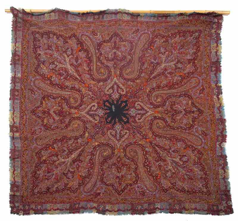 Appraisal: Wool Paisley Shawllate th century with boteh center design and