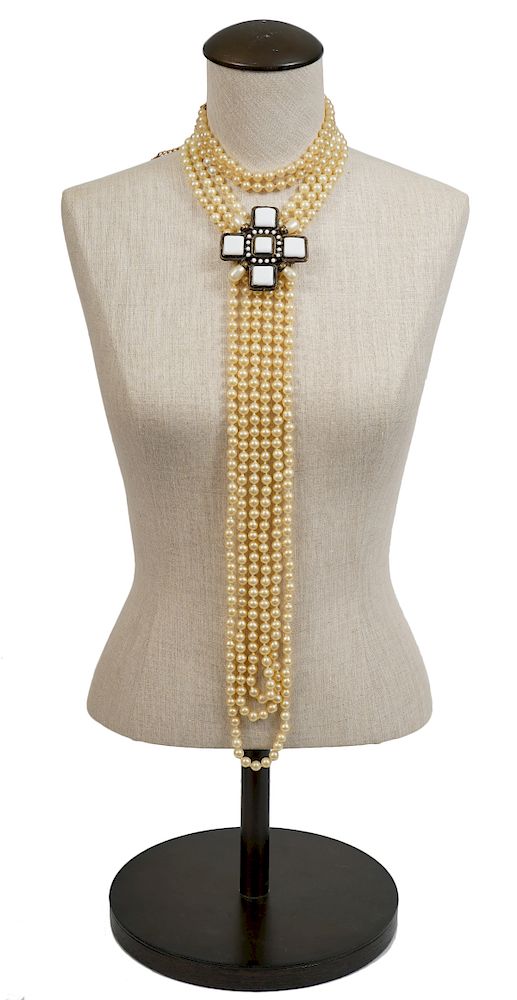 Appraisal: Chanel Gripoix Multiple Faux Pearl Choker A stunning statement piece