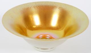 Appraisal: STEUBEN GOLD AURENE GLASS CENTERPIECE BOWL H DIA Gold aurene