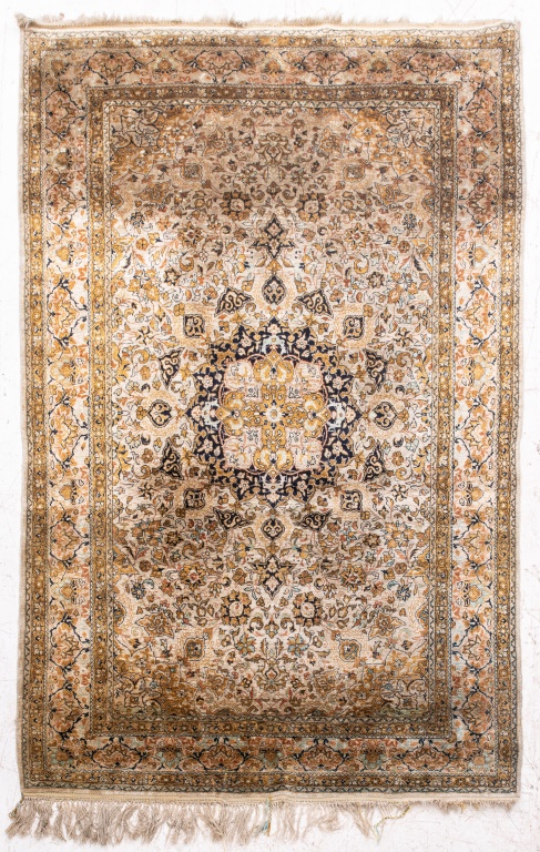 Appraisal: PERSIAN TABRIZ FLORAL MEDALLION RUG ' X ' Persian Tabriz