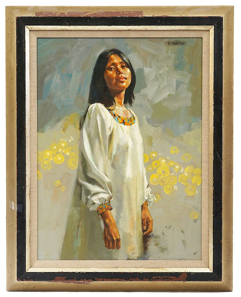 Appraisal: William Whitaker 'Indian Student' Oil Painting William Whitaker U S