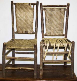 Appraisal: Pair Old Hickory type side chairs Pair Old Hickory type