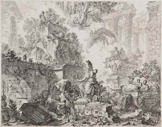 Appraisal: Giovanni Battista Piranesi - Frontispiece with statue of Minerva etching