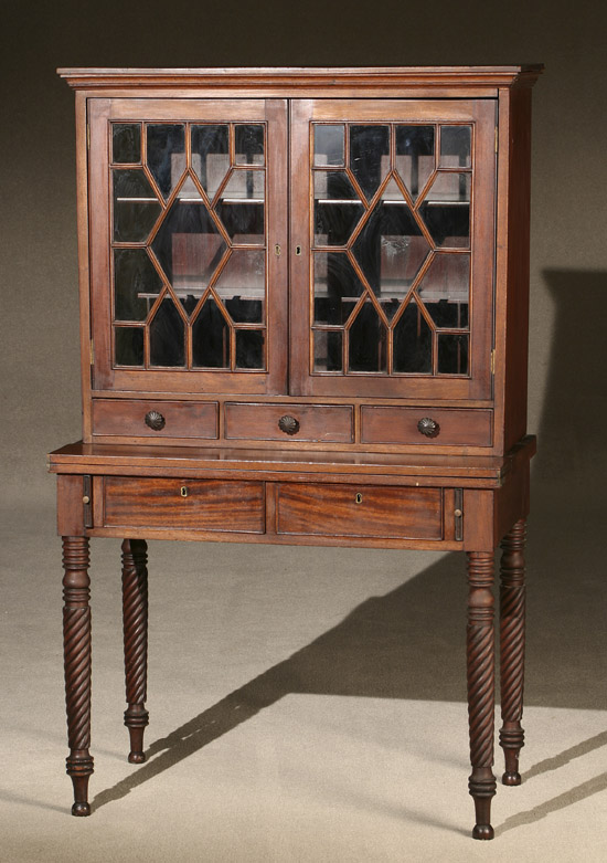 Appraisal: Federal Mahogany Two-Part Lady's Writing Desk Massachusetts Circa The double