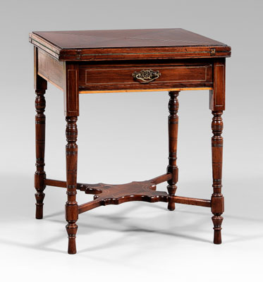 Appraisal: Victorian style walnut handkerchief table inlaid rotating top with four