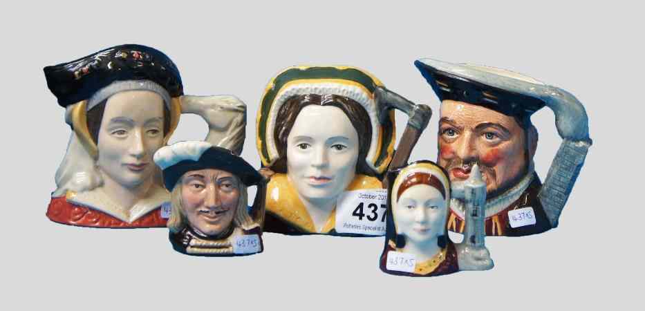 Appraisal: Royal Doulton Small Character Jugs Henry VIII Catherine Howard Anne