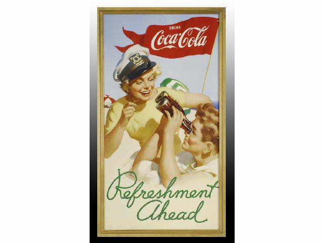 Appraisal: Coca-Cola Cardboard Large Vertical Poster Description s Slightly trimmed Modern