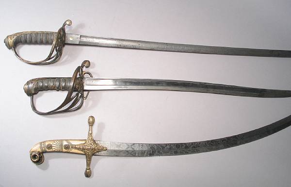 Appraisal: A group of three th century British military swords Comprising