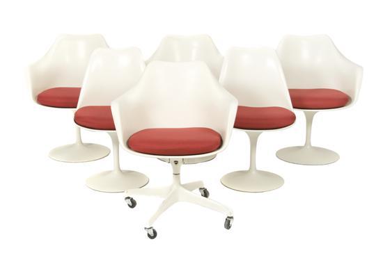 Appraisal: Tulip Table and Chairs After Eero Saarinen each bearing paper