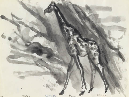 Appraisal: ELAINE DE KOONING Kenya Ink and brush and wash on