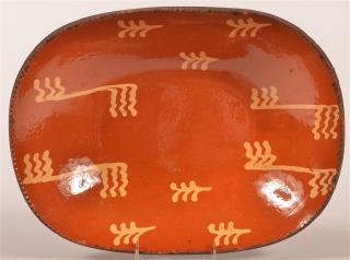 Appraisal: th C PA Bold Yelow Slip Decorated Redware Loaf Dish