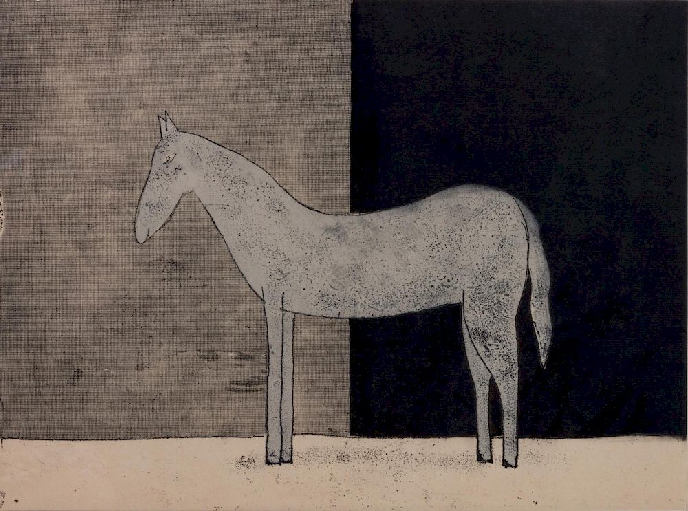 Appraisal: Artist Unknown Standing Horse lithograph edition Sheet size x Image