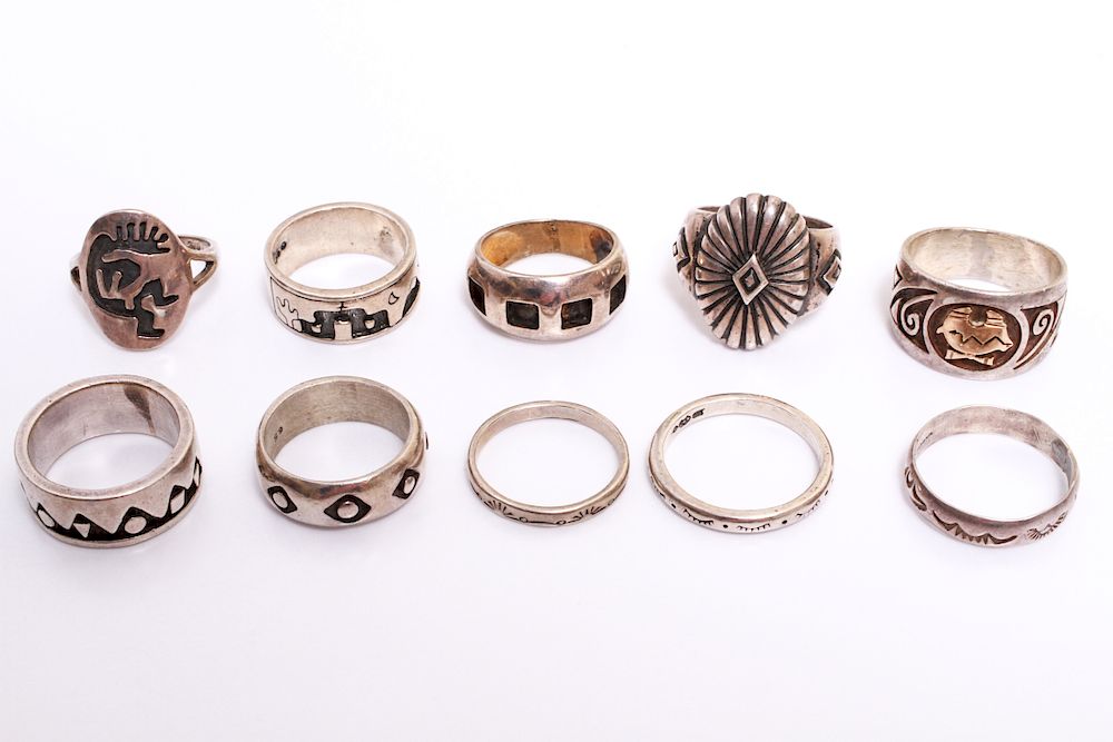 Appraisal: South Western American Indian Motifs Rings Group of ten South