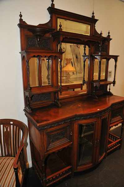 Appraisal: AN EDWARDIAN MIRROR BACK SIDEBOARD