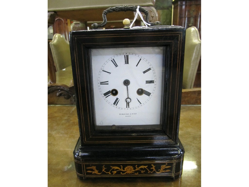 Appraisal: French gilt decorated wood carriage clock