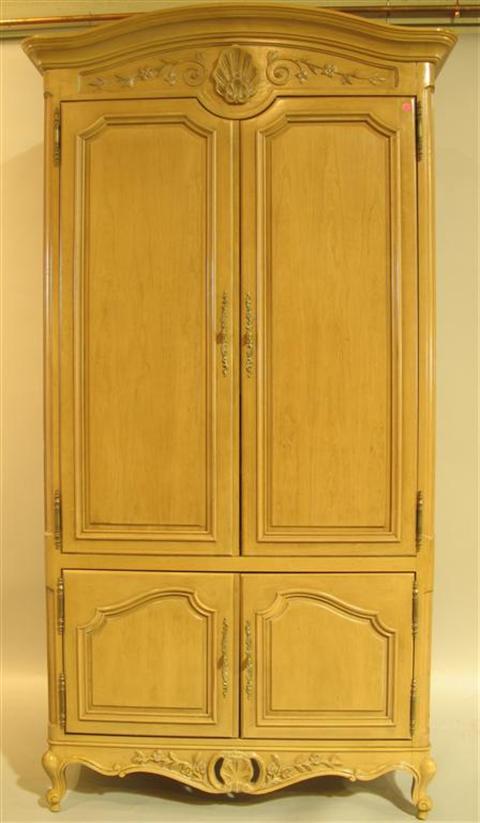 Appraisal: FRENCH PROVENCIAL STYLE PICKLED ARMOIRE th century the molded cornice