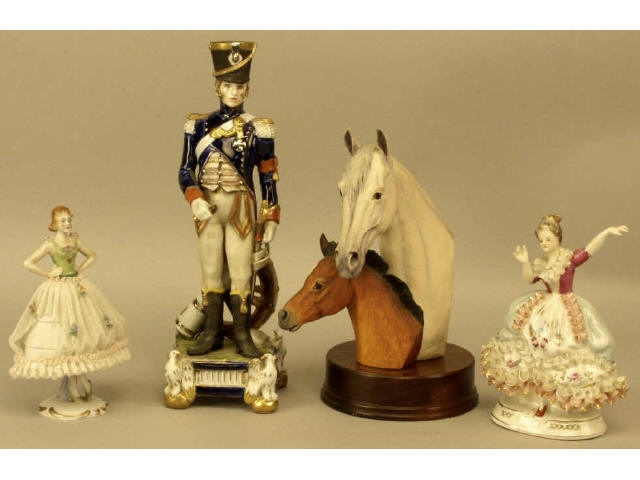 Appraisal: Collection of porcelain figurines including a Tiche marked figurine of