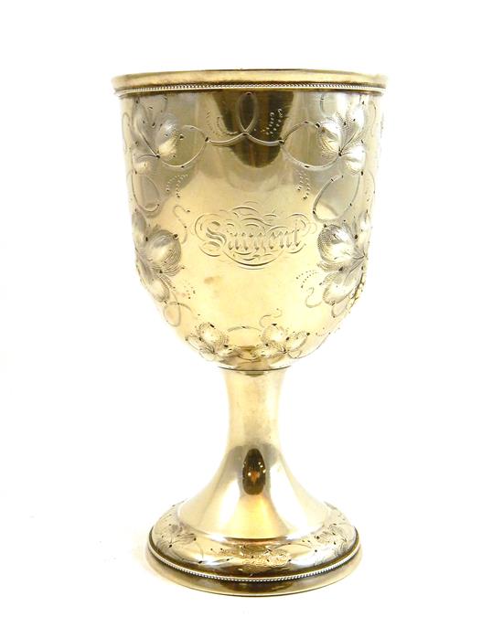 Appraisal: SILVER Goblet American th C grape cluster and vine decoration