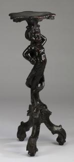 Appraisal: Rococo Revival figural fern stand h Italian Rococo Revival ebonized