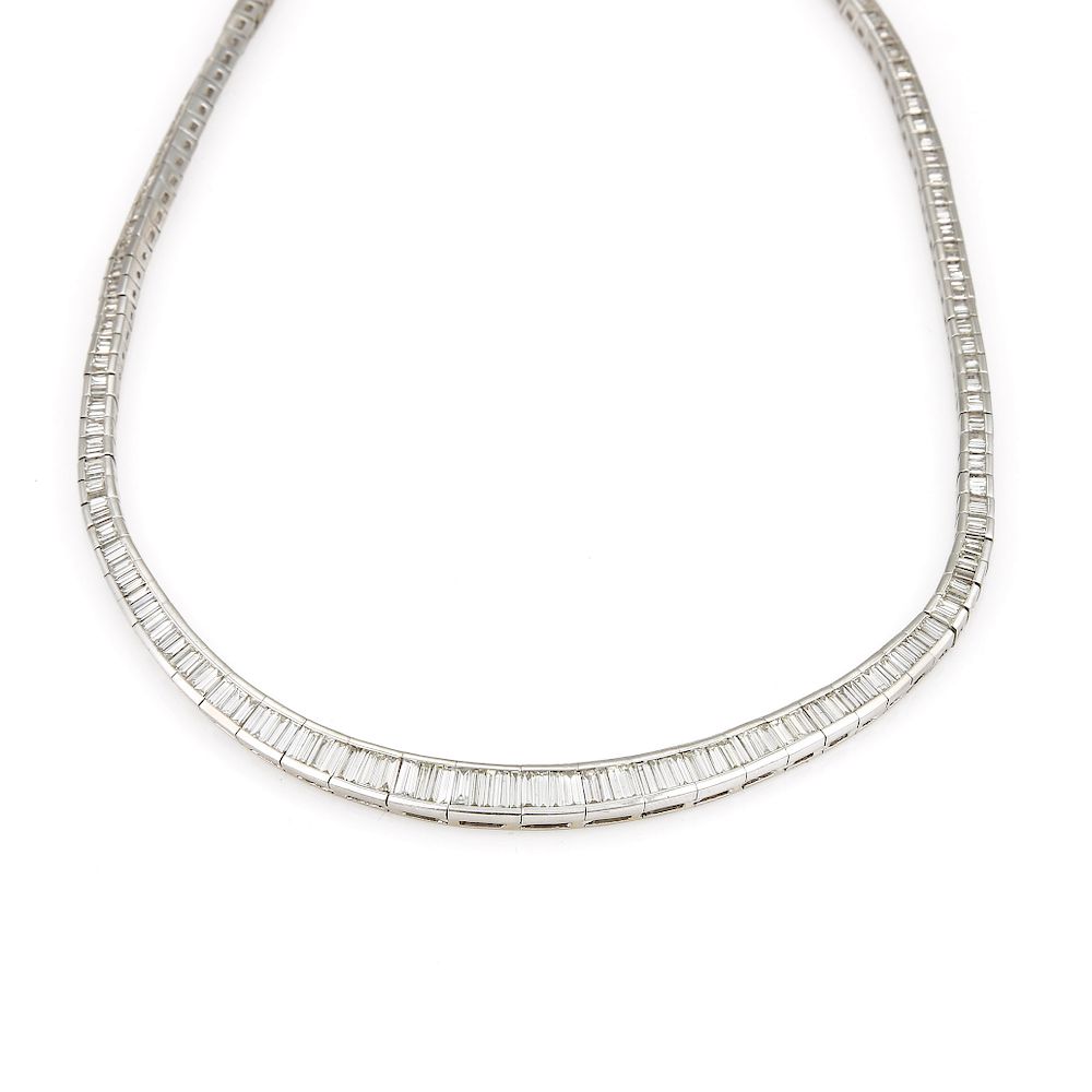 Appraisal: Platinum Baguette Diamond Channel Set Necklace Platinum featuring approx cts