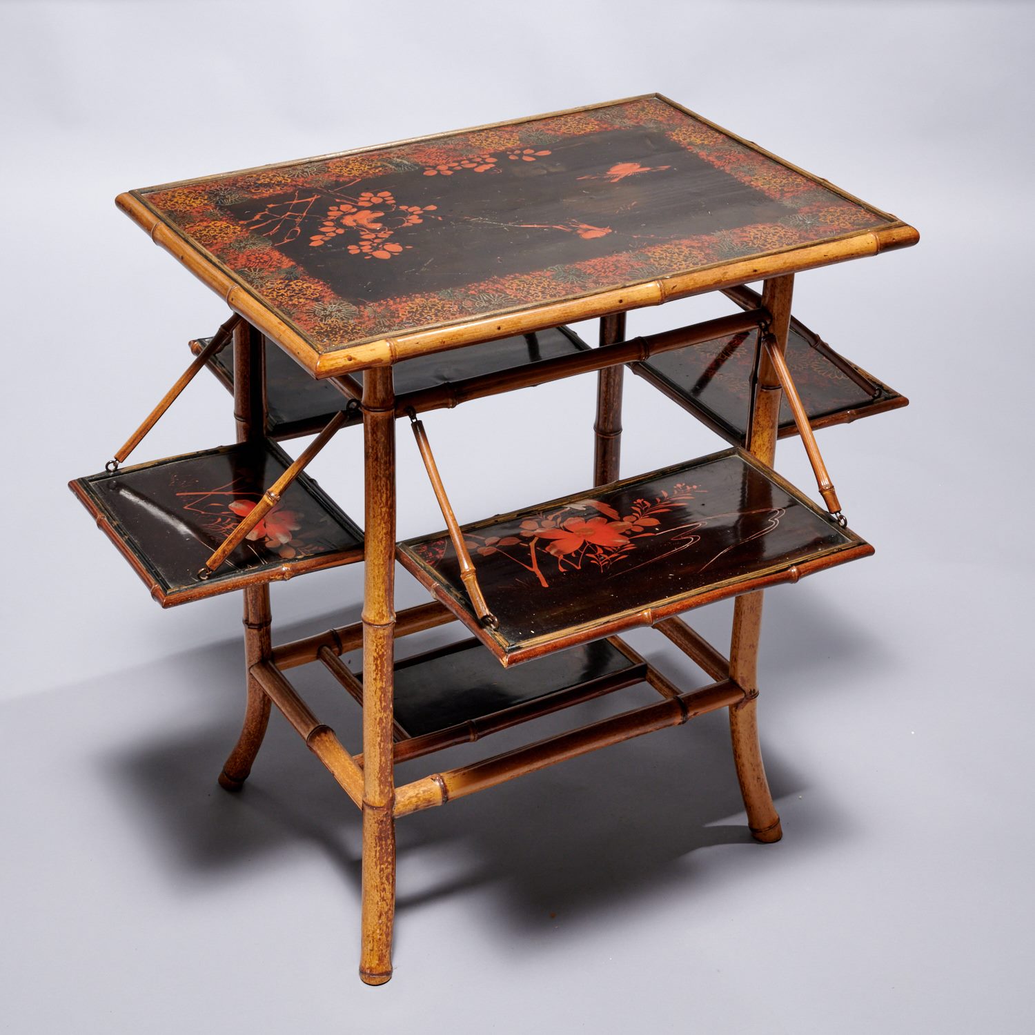 Appraisal: AESTHETIC PERIOD BAMBOO AND JAPANNED SERVING TABLE th th c